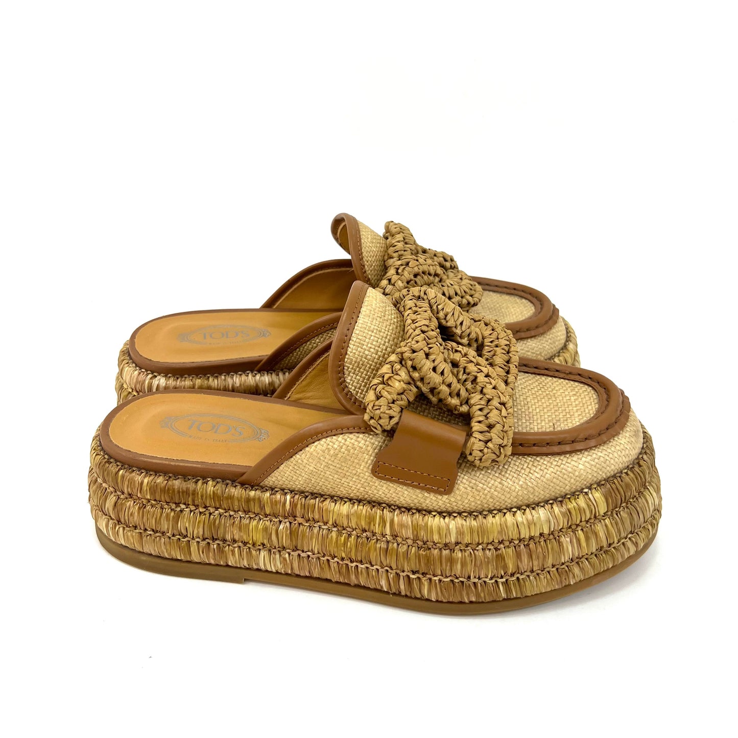 TOD´S KATE RAFFIA PLATFORM MULES