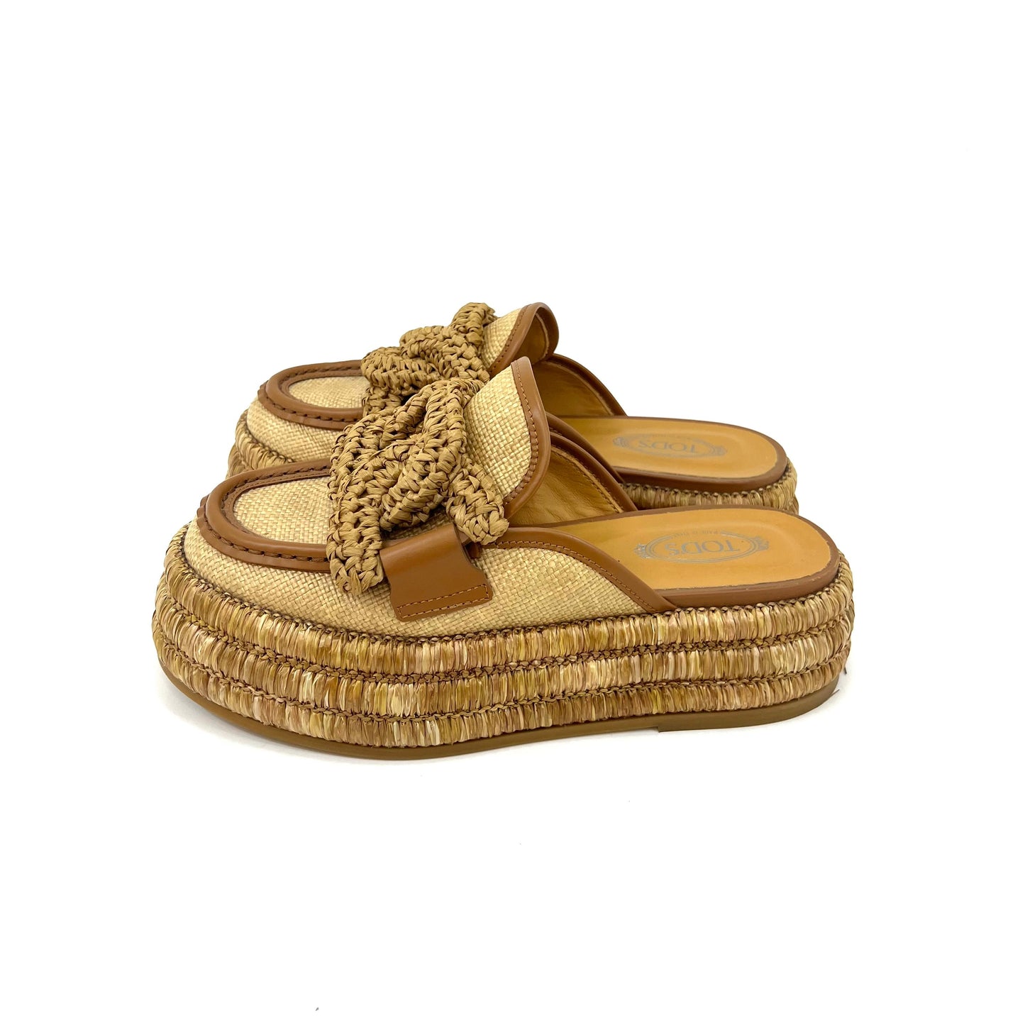 TOD´S KATE RAFFIA PLATFORM MULES