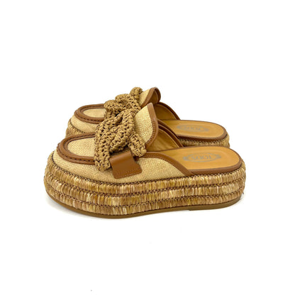 TOD´S KATE RAFFIA PLATFORM MULES